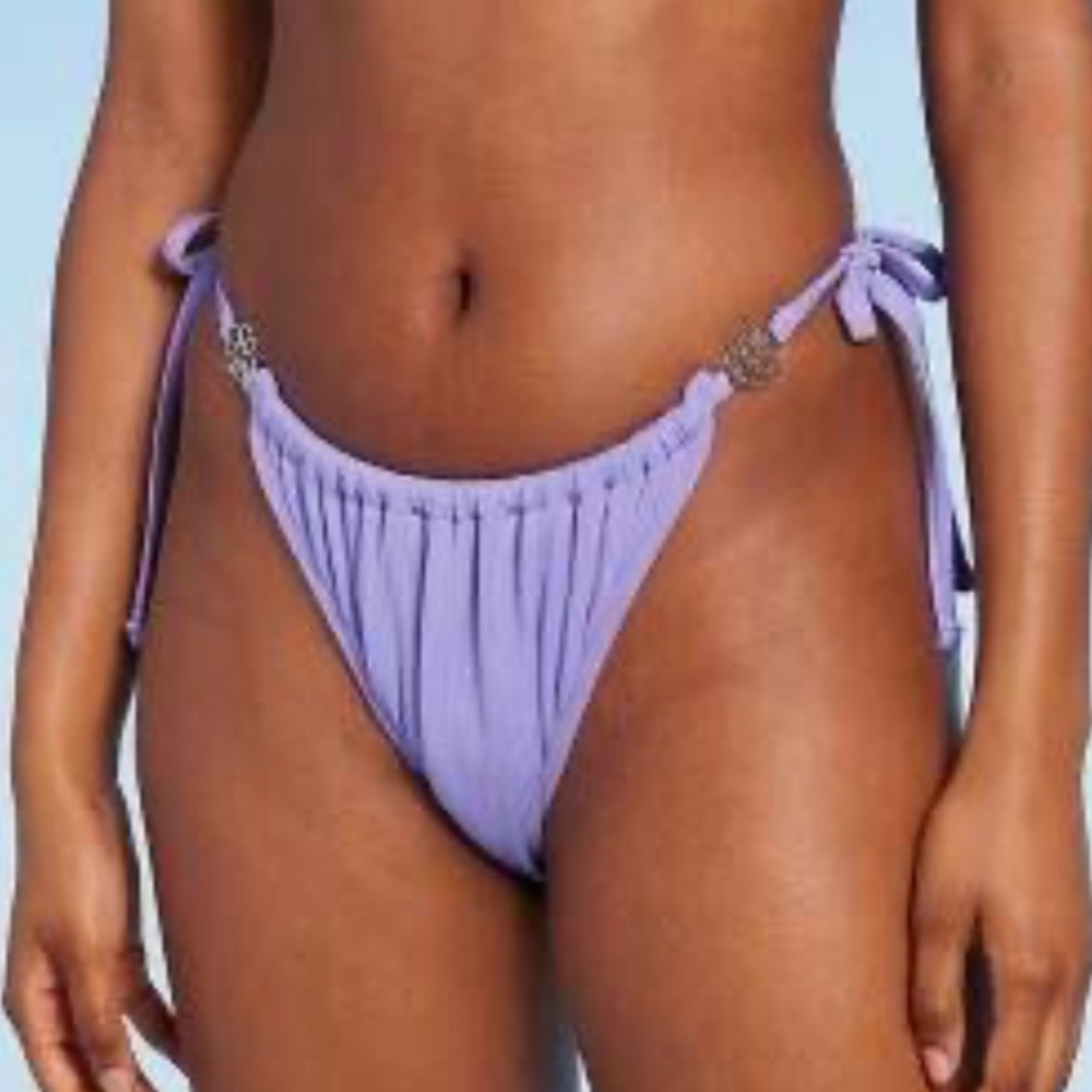 Purple Women's Swim Bottom with flower charms